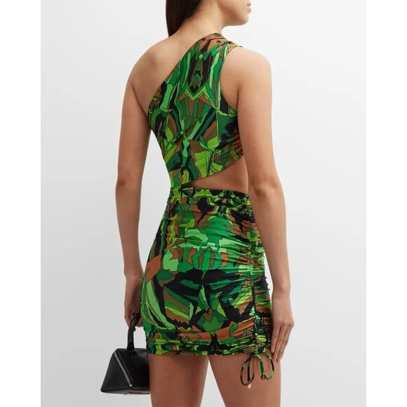 DUNDAS Gala Ruched One Shoulder Cutout Jersey dress Jungle Camo IT 46 US 10 - Picture 5 of 16